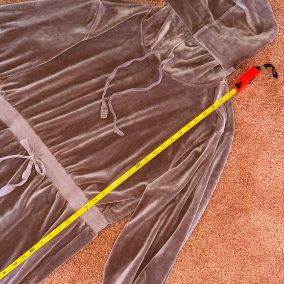 Like New Calvin Klein Velour Hooded Sweatshirt Mini Dress Brown L - Picture 8 of 12